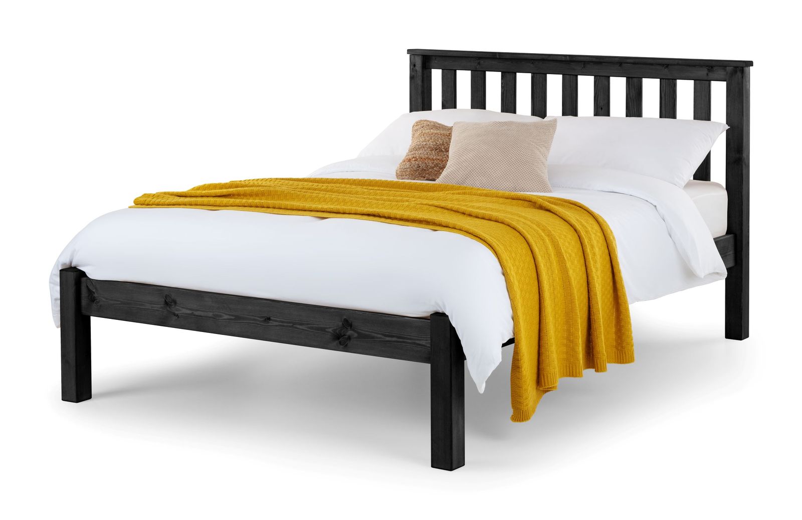 TimberRest Sherwood LFE solid wood bed frame with high headboard and low foot end