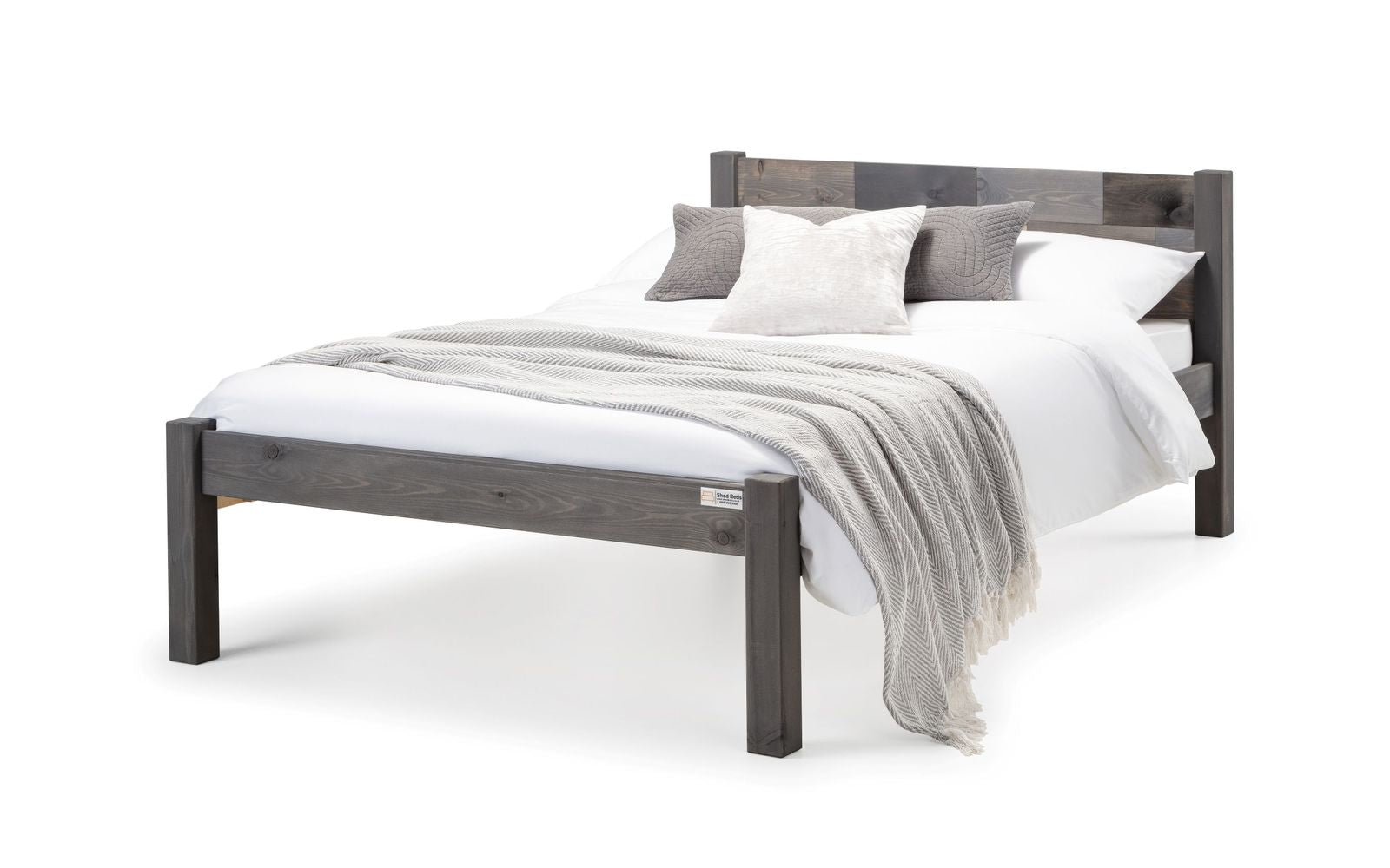 TimberRest Delamere classic solid wood bed frame with slatted headboard grey