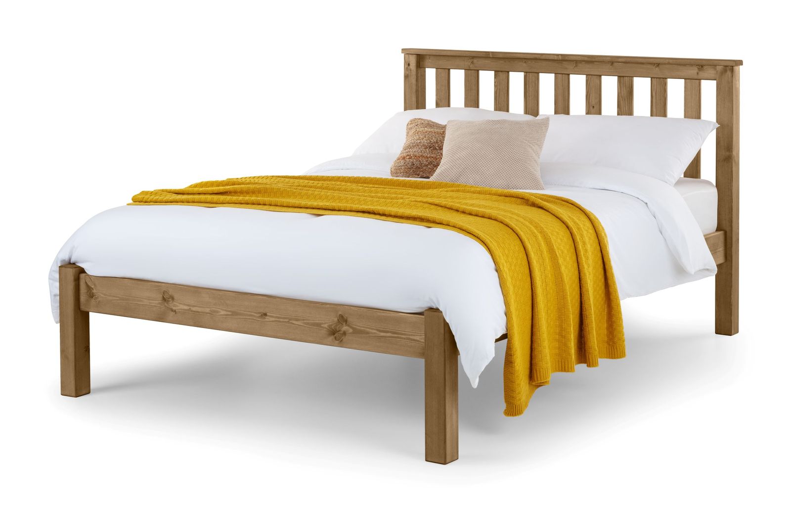 TimberRest Sherwood LFE solid wood bed frame with high headboard and low foot end