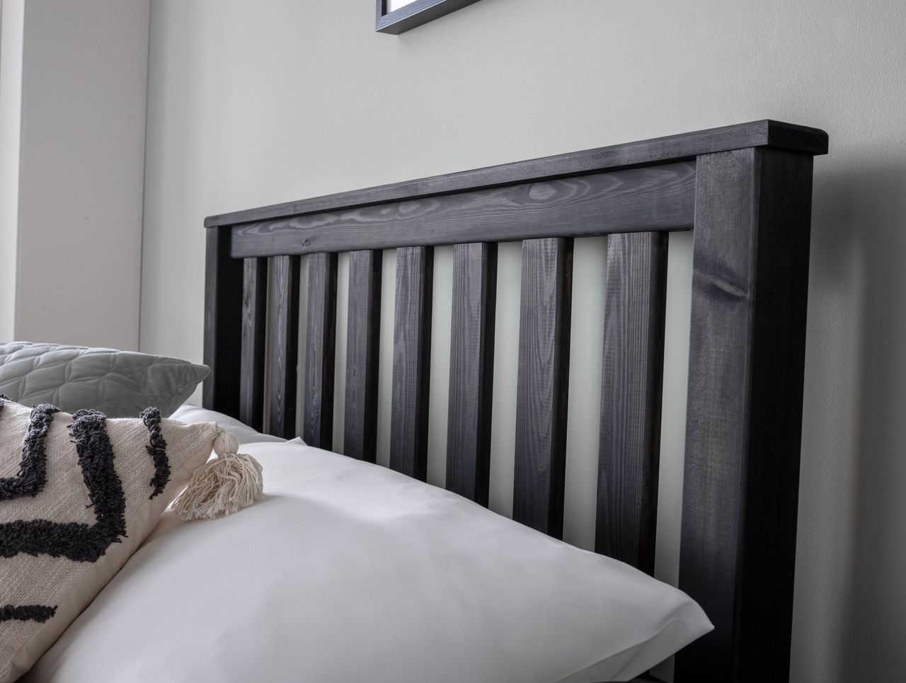TimberRest Sherwood LFE solid wood bed frame with high headboard and low foot end