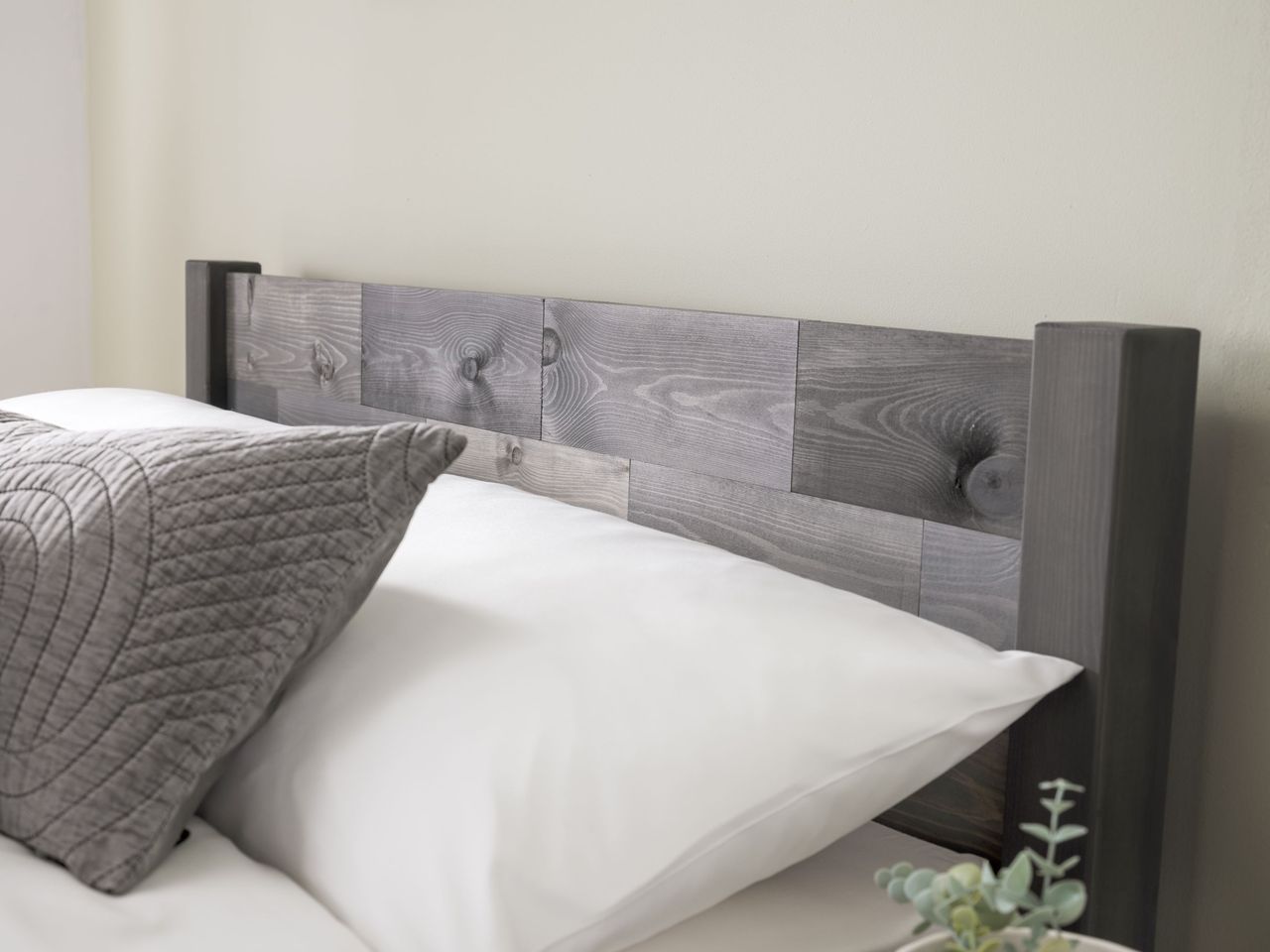 TimberRest Delamere classic solid wood bed frame with slatted headboard grey
