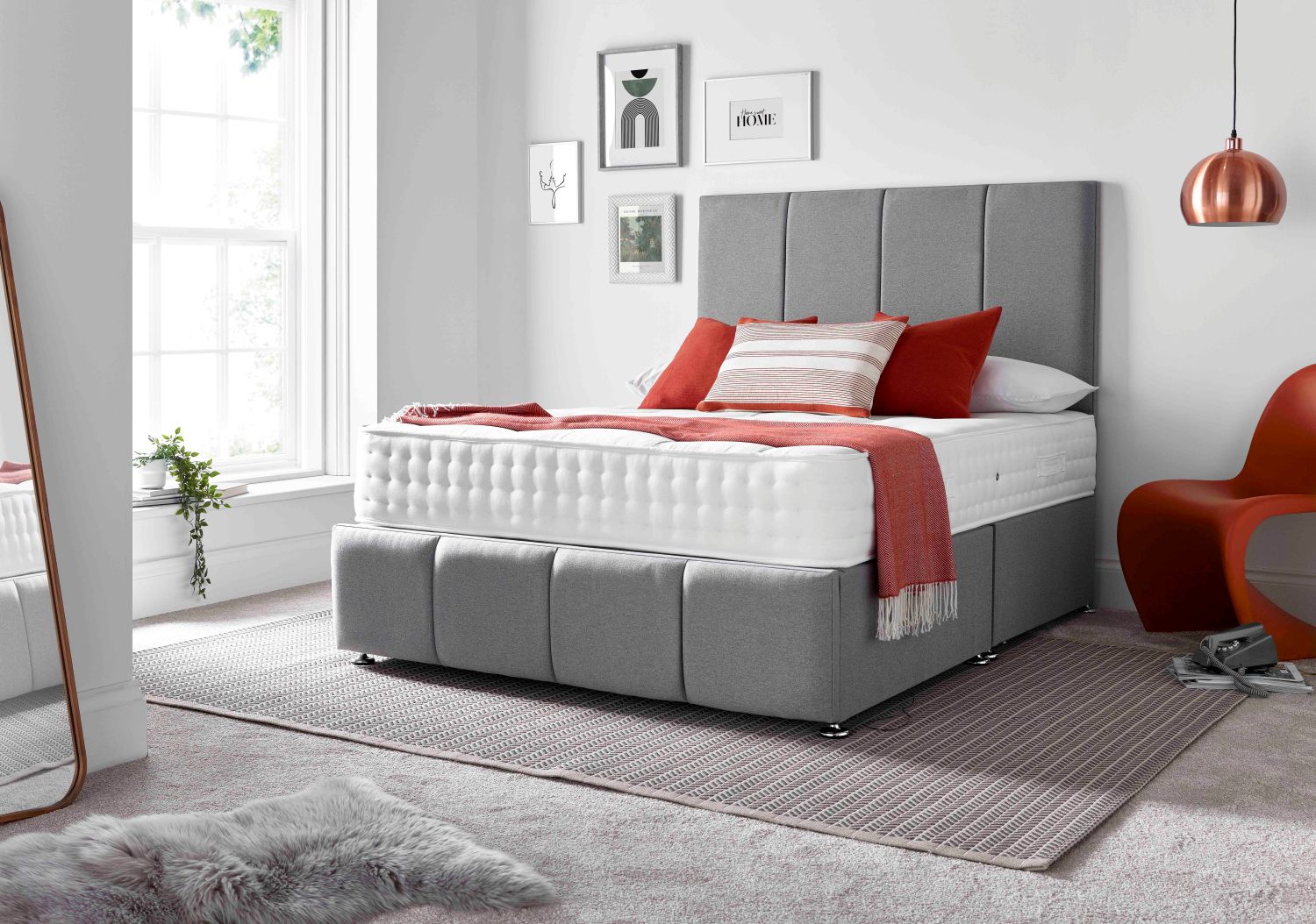 Deep Sleep Eclipse Ortho Divan Set Package with 24" Strutted Headboard 2+2 Drawer Continental Set