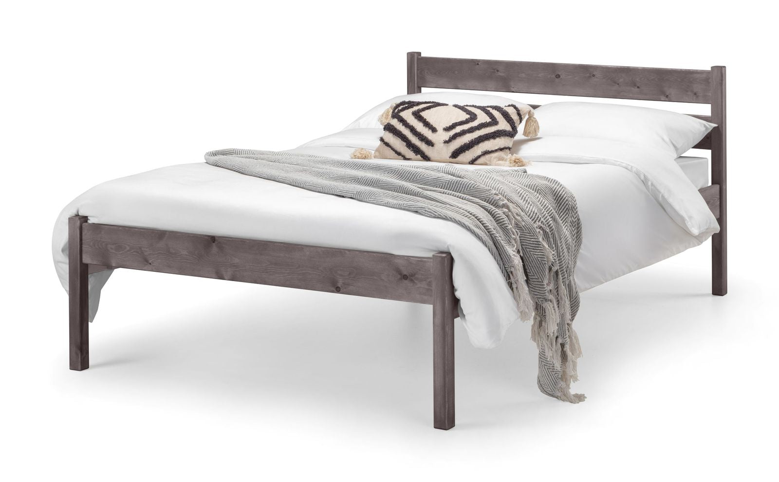 TimberRest Kielder solid wood bed frame with panelled headboard grey