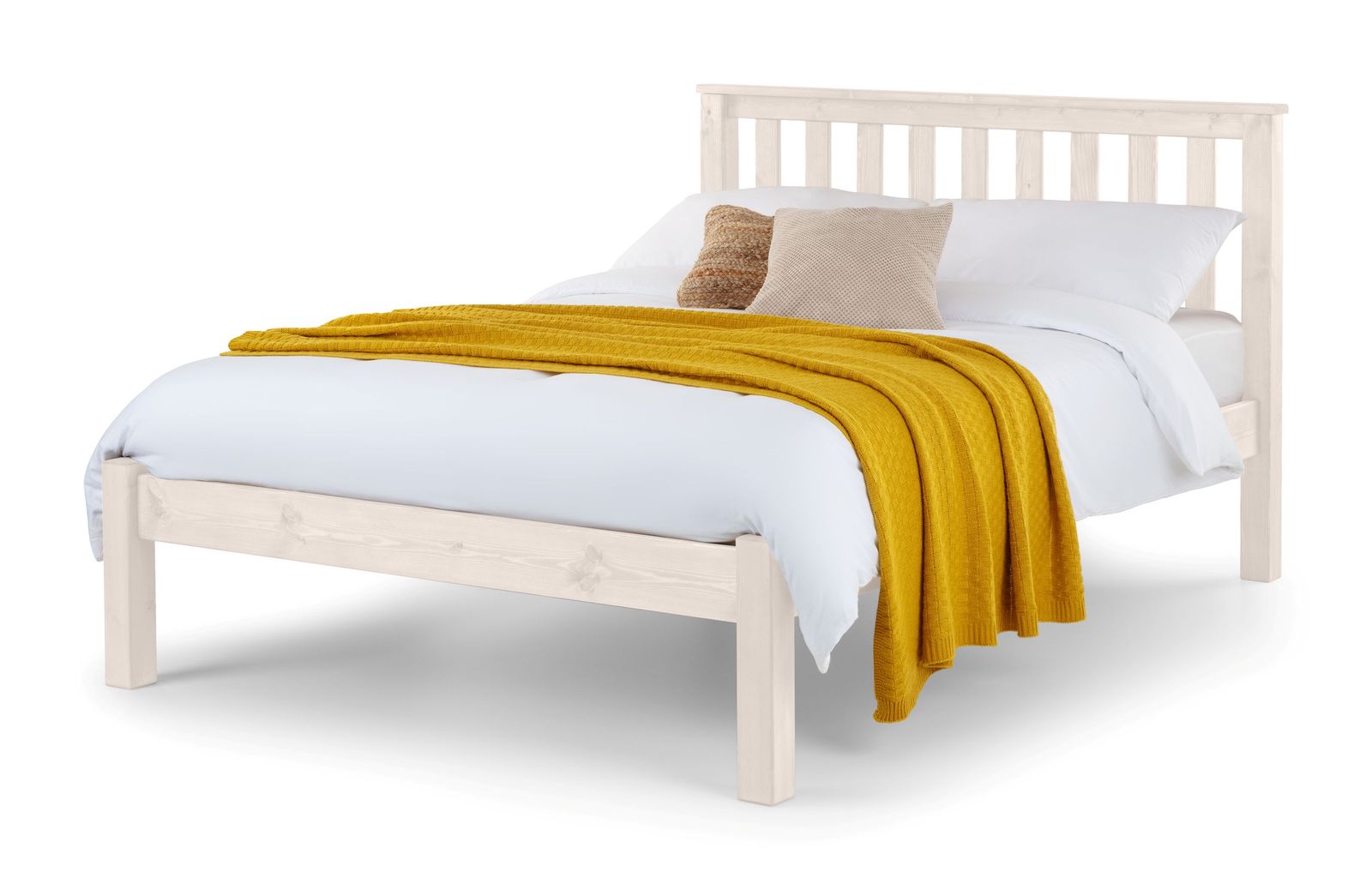 TimberRest Sherwood LFE solid wood bed frame with high headboard and low foot end