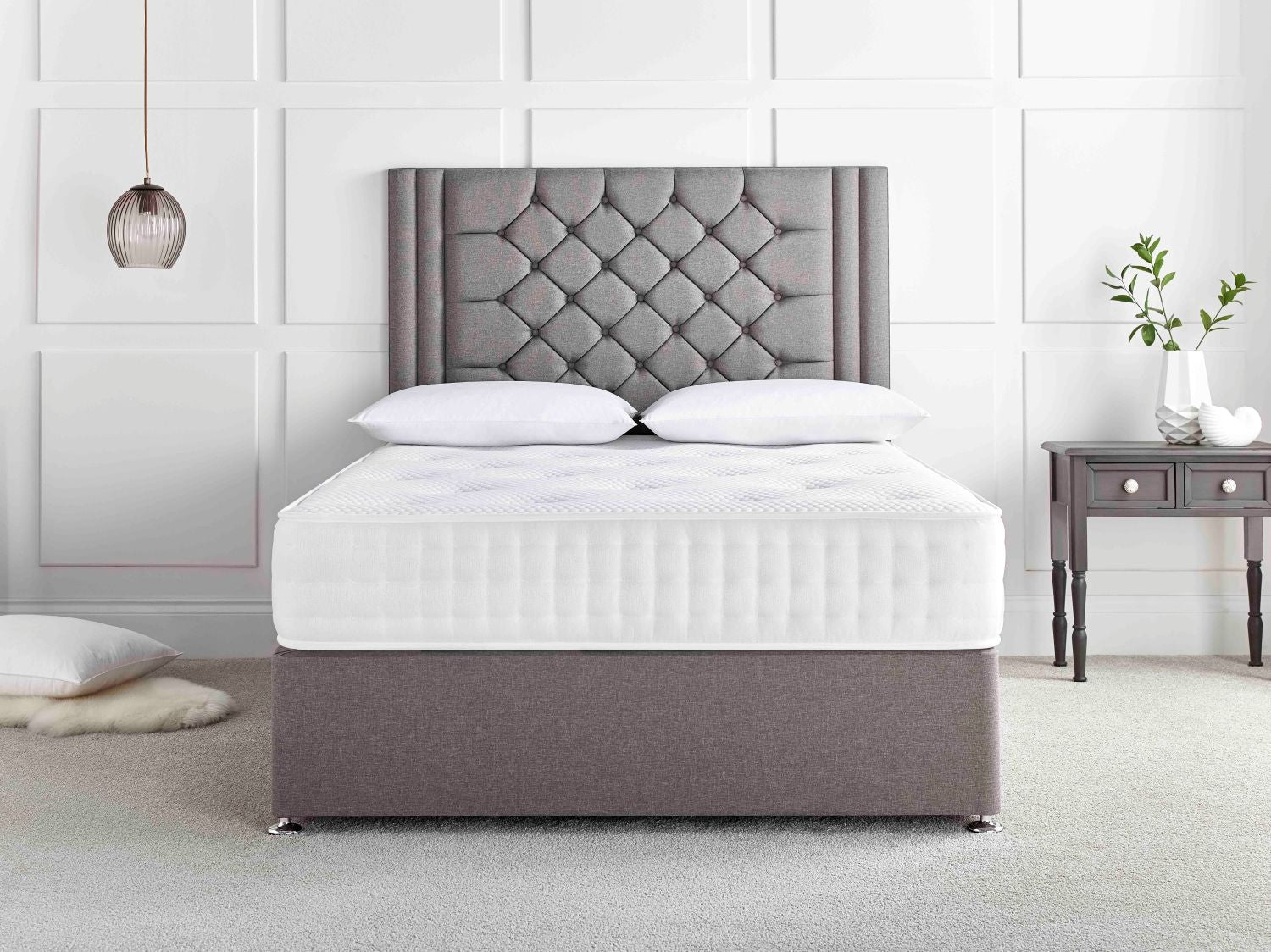 Deep Sleep Kensington Divan Set Package with 24" Strutted Headboard 2 Drawer Set