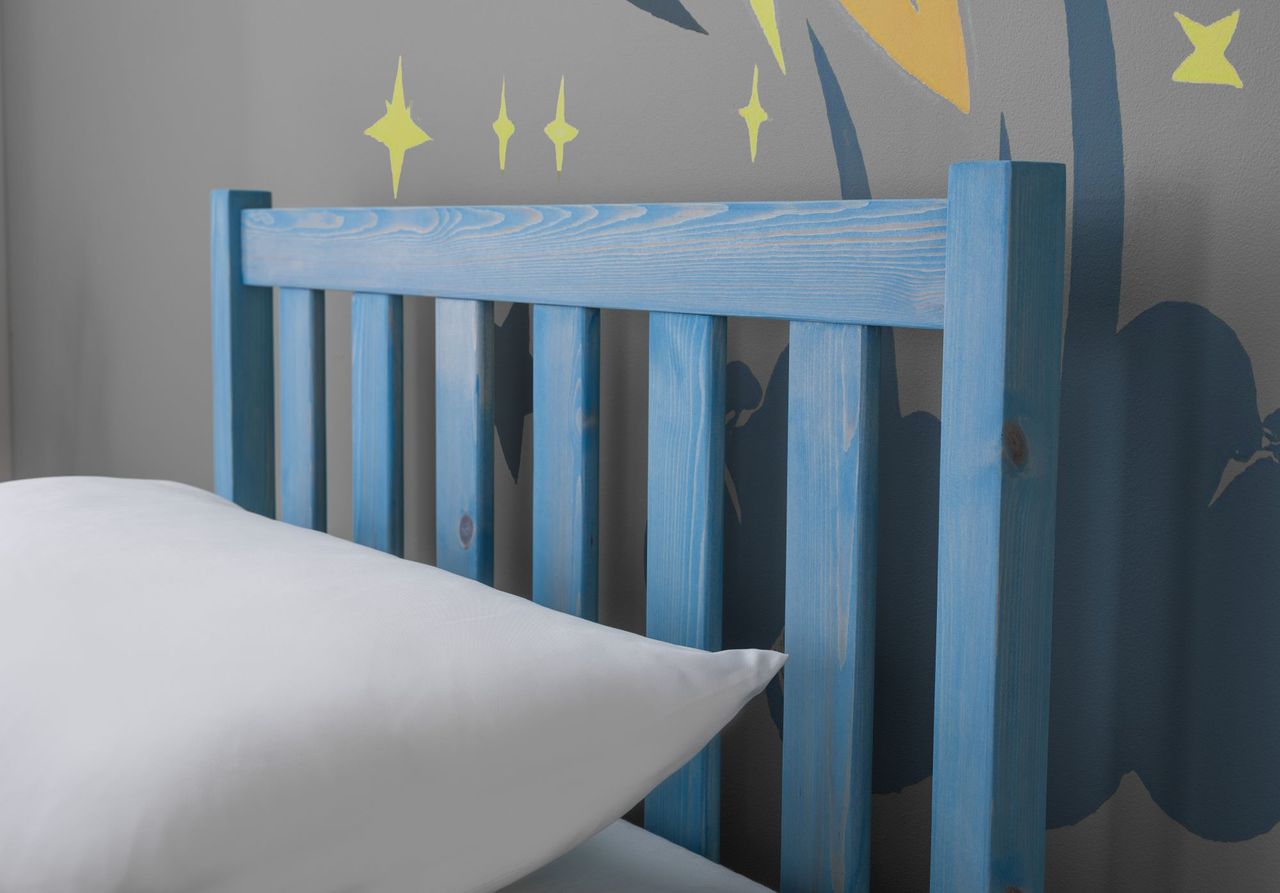 TimberRest Mirkwood childrens solid wood bed frame with detailed headboard 