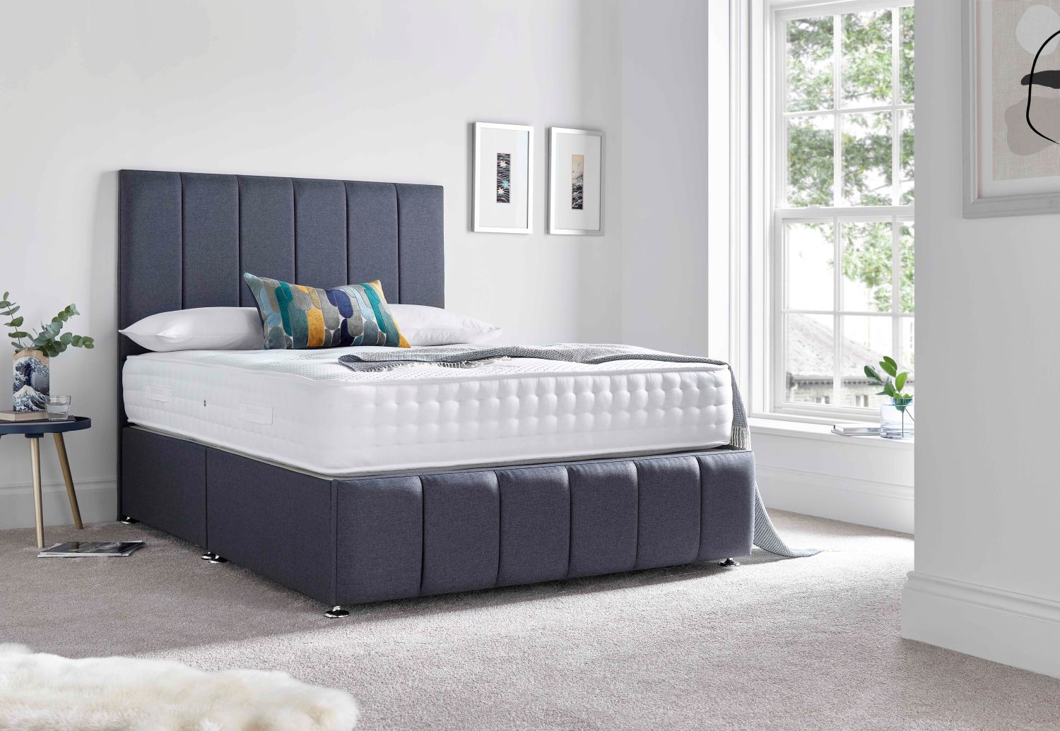 Deep Sleep Silk 1000 divan set with strutted headboard 
