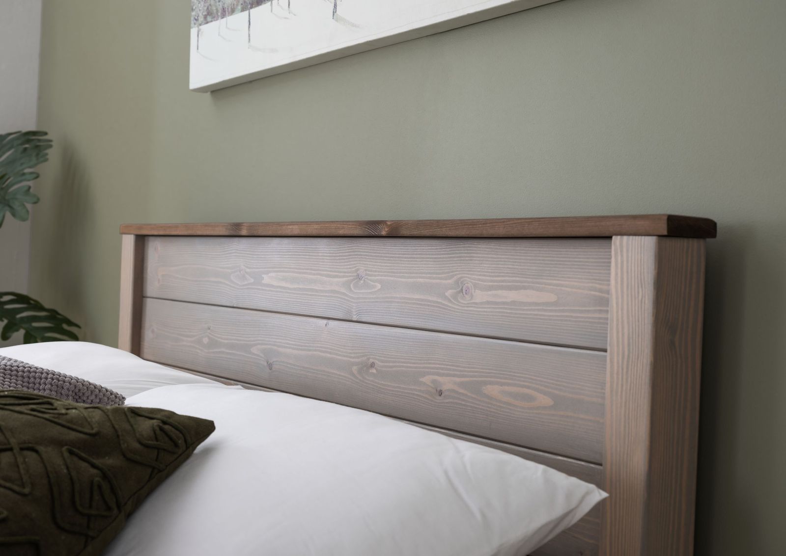 TimberRest Ashdown LFE solid wood bed frame with high headboard and low foot end