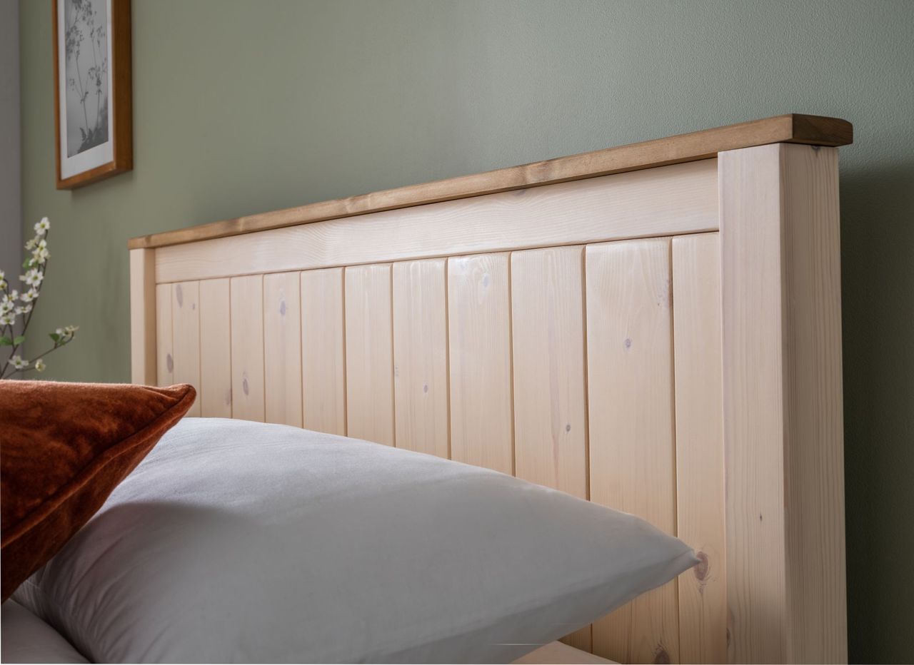 TimberRest Tollymore LFE solid wood bed frame with high headboard and low foot end