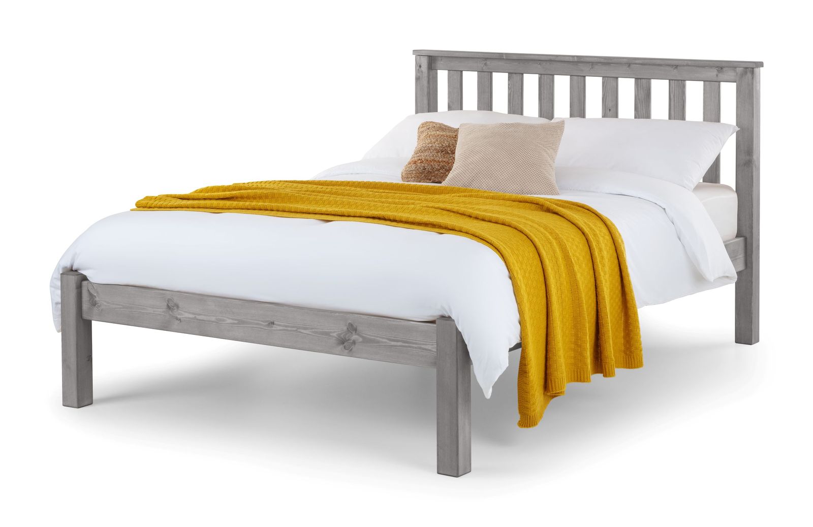 TimberRest Sherwood LFE solid wood bed frame with high headboard and low foot end