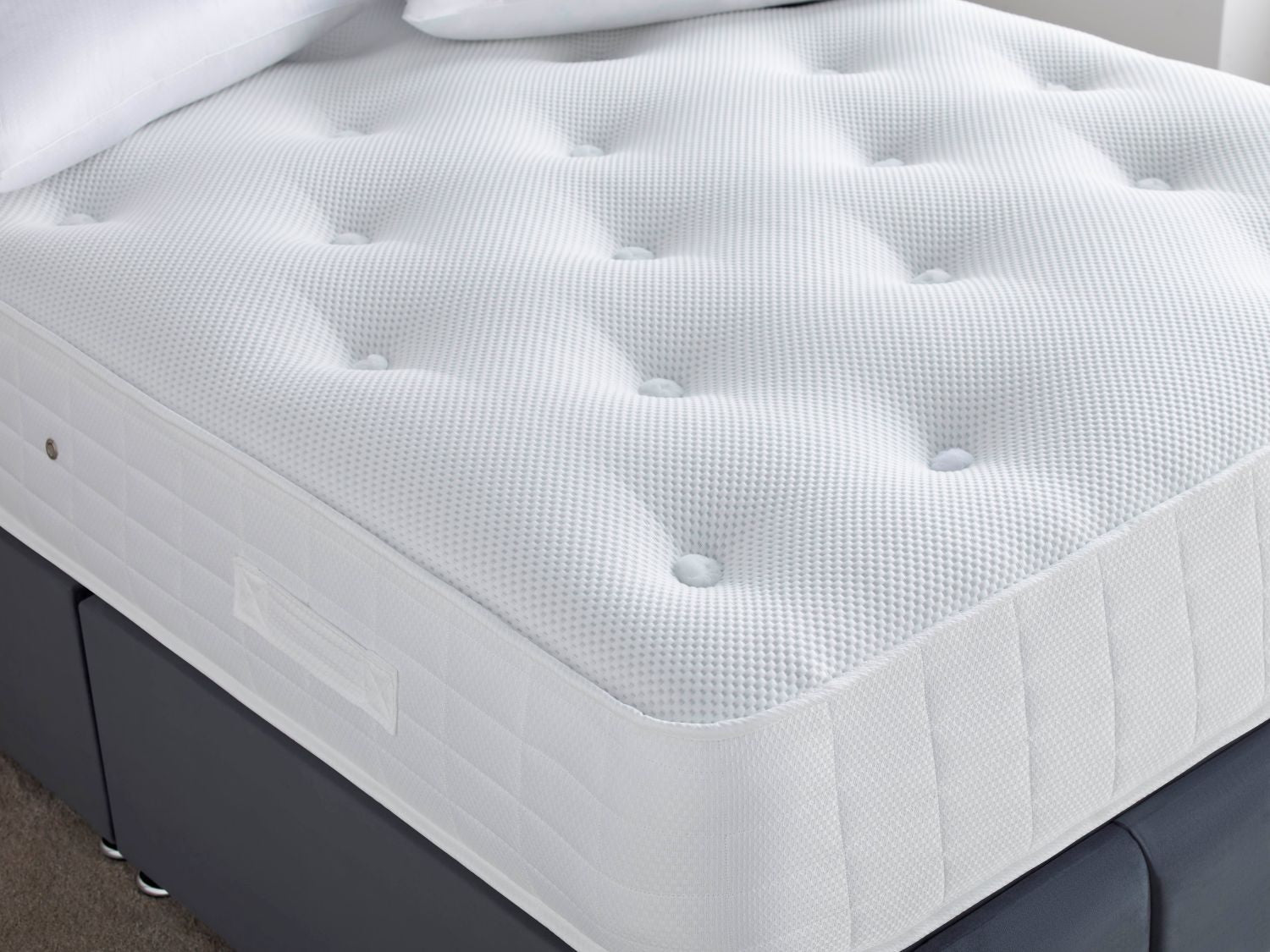 Deep Sleep Wool Luxury 1500 shallow 9.5 inch divan set 24 inch strutted headboard 4 shallow drawers
