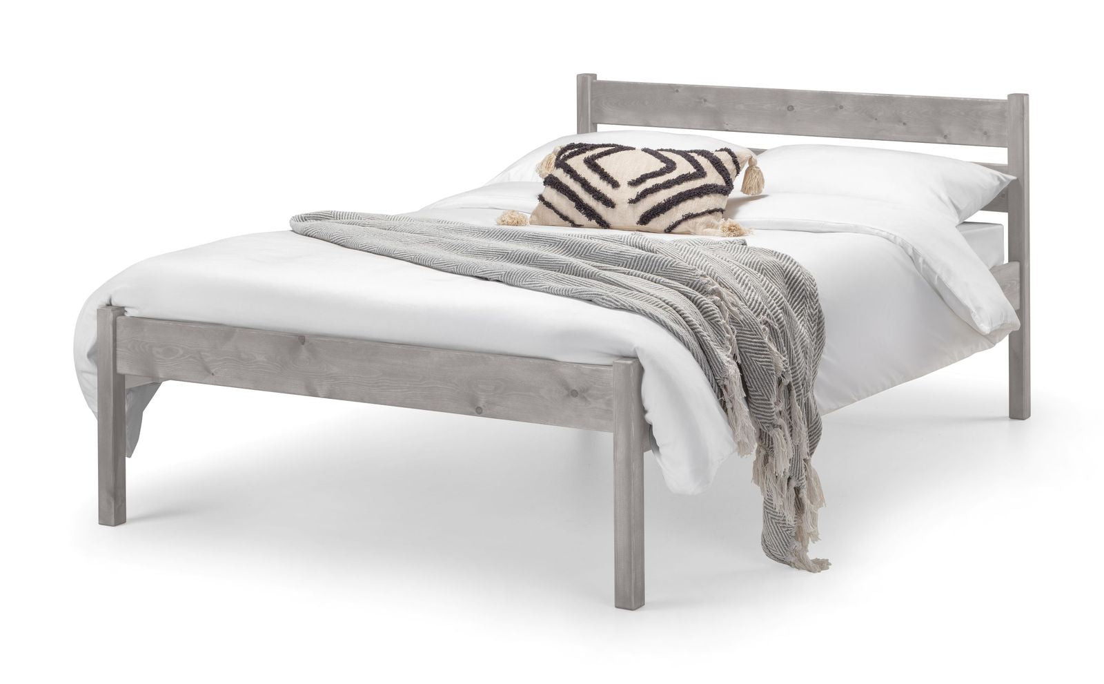 TimberRest Kielder solid wood bed frame with panelled headboard grey