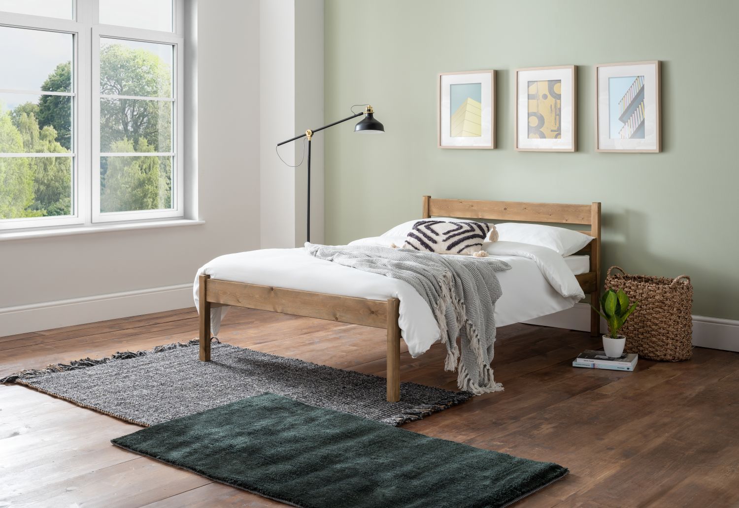 TimberRest Kielder solid wood bed frame with panelled headboard