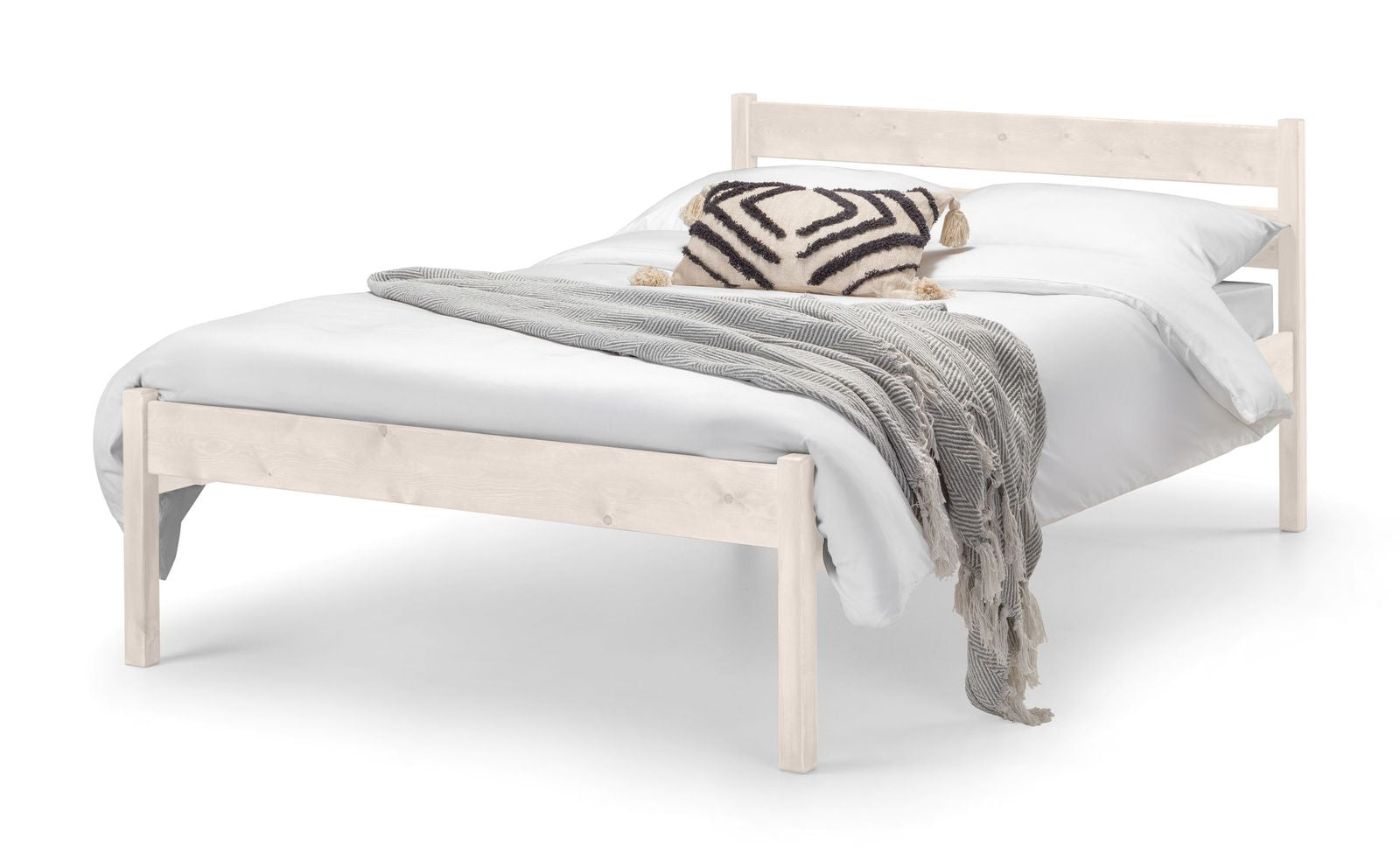 TimberRest Kielder solid wood bed frame with panelled headboard white