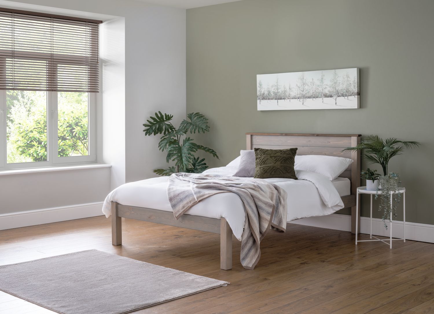 TimberRest Ashdown LFE solid wood bed frame with high headboard and low foot end